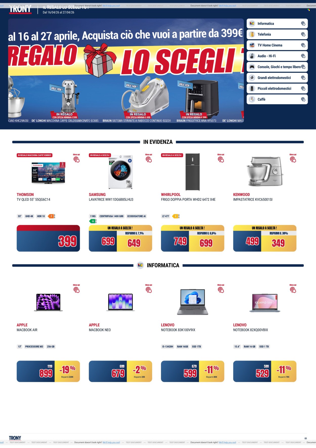 Volantino Trony - 16/4/2026 - 27/4/2026. Pagina 1