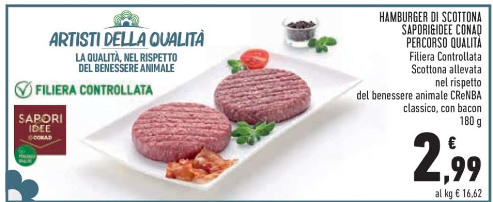 Hamburger di Scottona Sapori&Idee Conad Percorso Qualità