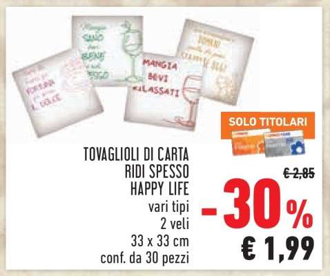 TOVAGLIOLI DI CARTA RIDI SPESSO HAPPY LIFE