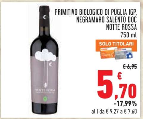 Primitivo Biologico di Puglia IGP, Negramaro Salento DOC Notte Rossa