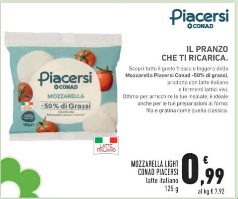 MOZZARELLA LIGHT CONAD PIACERSI