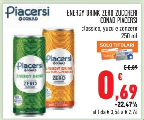 ENERGY DRINK ZERO ZUCCHERI CONAD PIACERSI
