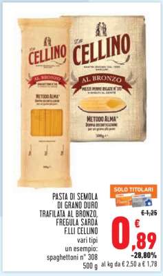 PASTA DI SEMOLA DI GRANO DURO TRAFILATA AL BRONZO, FREGULA SARDA F.LLI CELLINO