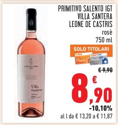 PRIMITIVO SALENTO IGT VILLA SANTERA LEONE DE CASTRIS