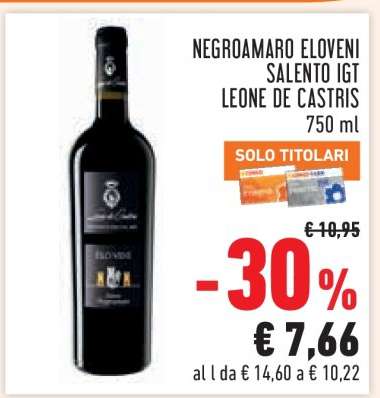 NEGROAMARO ELOVENI SALENTO IGT LEONE DE CASTRIS 750 ml