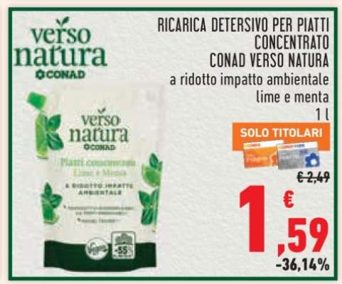 Ricarica Detergente per Piatti Concentrato Conad Verso Natura
