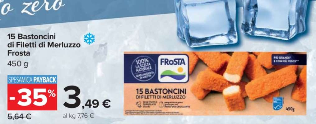 15 BASTONCINI DI FILETTI DI MERLUZZO FROSTA