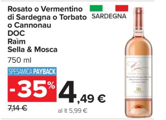 Rosato o Vermentino di Sardegna o Torbato o Cannonau DOC