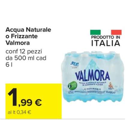 Acqua Naturale o Frizzante Valmora