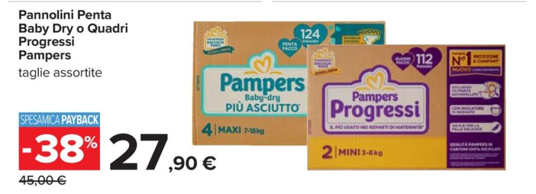 Pannolini Penta Baby Dry o Quadri Progressi Pampers