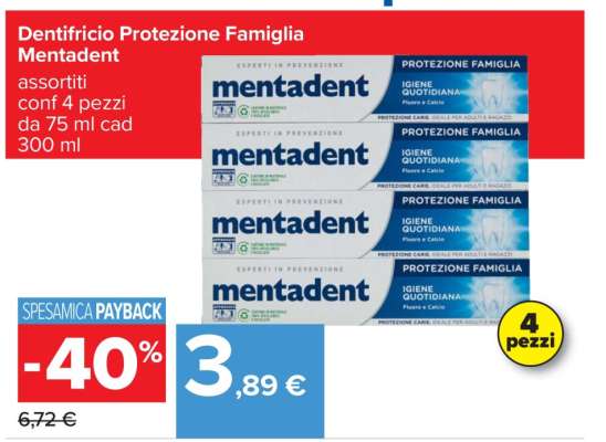 Dentifricio Protezione Famiglia Mentadent