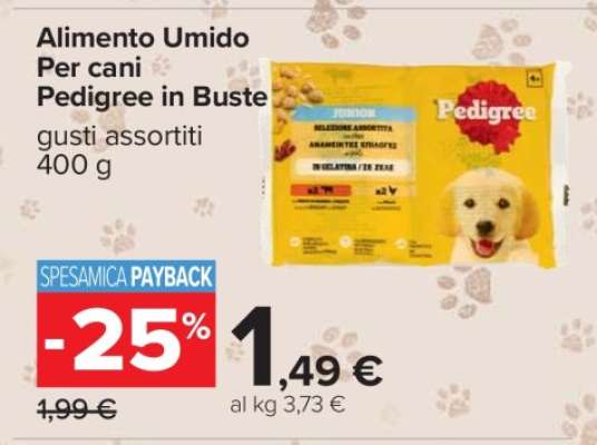 Alimento Umido Per cani Pedigree in Buste