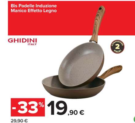 Bis Padelle Induzione Manico Effetto Legno