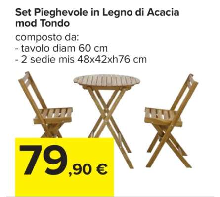 Set Pieghevole in Legno di Acacia mod Tondo