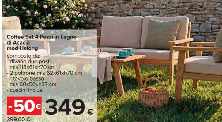 Coffee Set 4 Pezzi in Legno di Acacia mod Halong