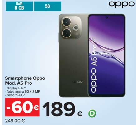Smartphone Oppo Mod. A5 PRO