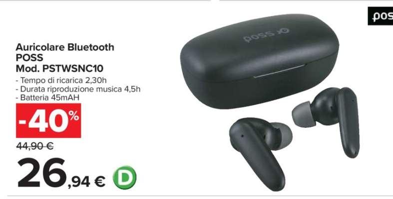 Auricolare Bluetooth POSS Mod. PSTWSNC10