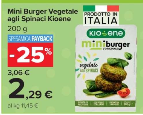 Mini Burger Vegetale agli Spinaci Kioene