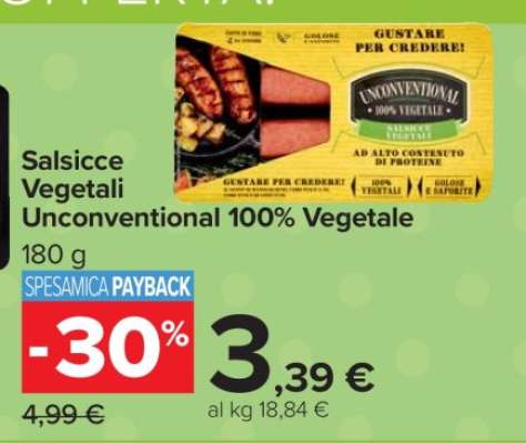 Salsicce Vegetali Unconventional 100% Vegetale