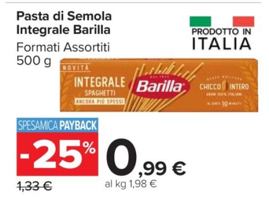 PASTA DI SEMOLA INTEGRALE BARILLA