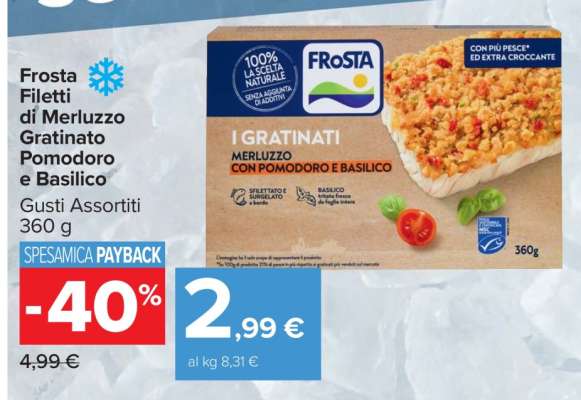 Frosta Filetti di Merluzzo Gratinato Pomodoro e Basilico