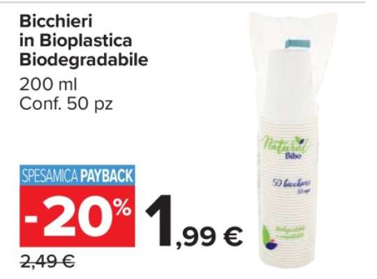 Bicchieri in Bioplastica Biodegradabile