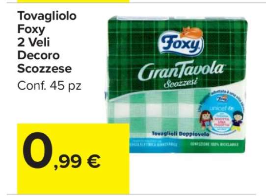 Tovagliolo Foxy 2 Veli Decoro Scozzese