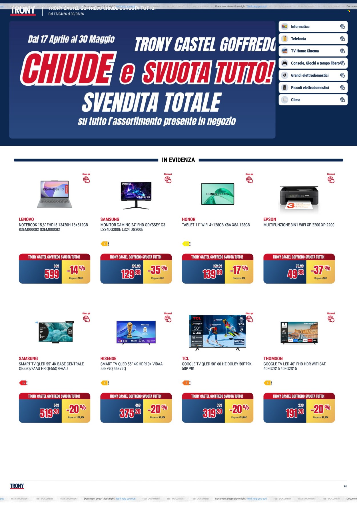 Volantino Trony - 17/4/2026 - 30/4/2026. Pagina 1