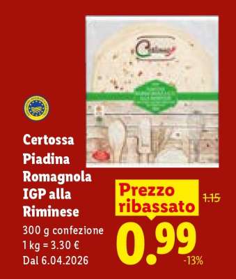Certossa Piadina Romagnola IGP alla Riminese