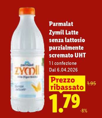 Parmalat Zymil Latte senza lattosio parzialmente scremato UHT