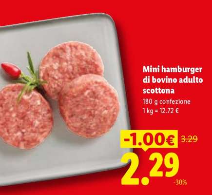 Mini hamburger di bovino adulto scottona