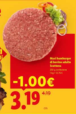 Maxi hamburger di bovino adulto scottona