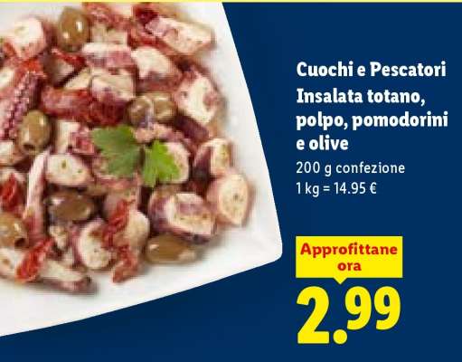 Cuochi e Pescatori Insalata totano, polpo, pomodorini e olive