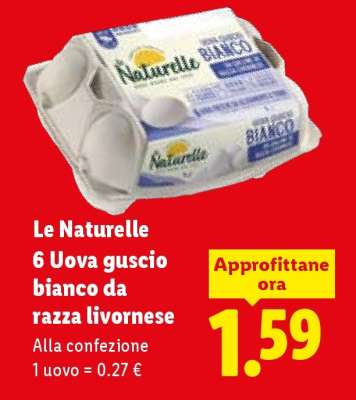 Le Naturelle 6 Uova guscio bianco da razza livornese