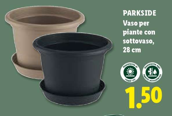 PARKSIDE Vaso per piante con sottovaso, 28 cm