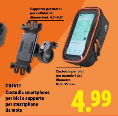CRIVIT Custodia smartphone per bici o supporto per smartphone da moto