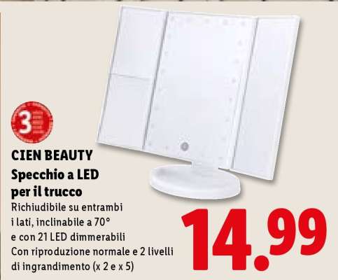 Cien BEAUTY Specchio a LED per il trucco
