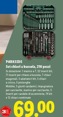 PARKSIDE Set chiavi a bussola, 216 pezzi