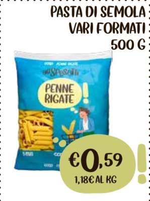 Pasta di semola vari formati 500 g