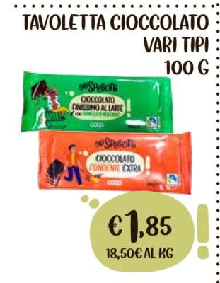 Tavoletta Cioccolato Vari Tipi 100 g