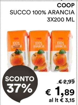COOP SUCCO 100% ARANCIA 3X200 ML