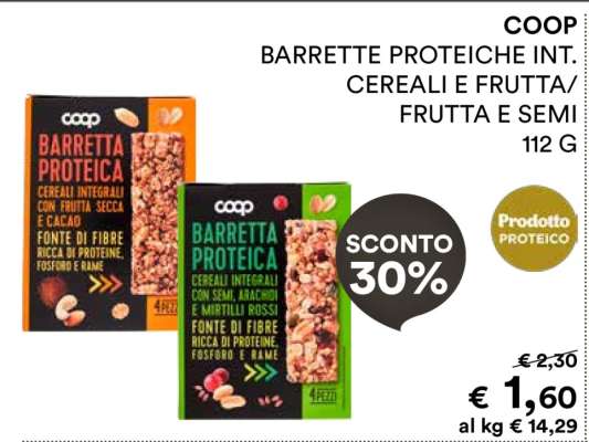 COOP BARRETTE PROTEICHE INT. CEREALI E FRUTTA/FRUTTA E SEMI