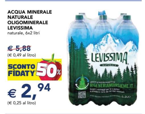 ACQUA MINERALE NATURALE OLIGOMINERALE LEVISSIMA