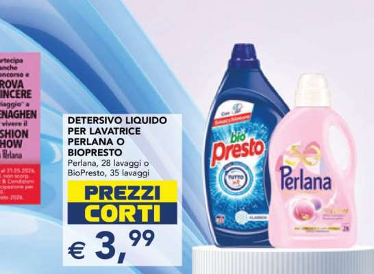 DETERSIVO LIQUIDO PER LAVATRICE PERLANA O BIOPRESTO