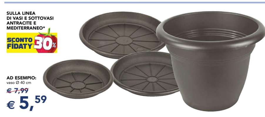 Vasi e sottovasi antracite e mediterraneo