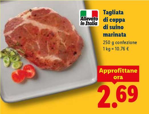 Tagliata di coppa di suino marinata