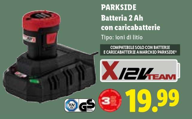 PARKSIDE Batteria 2 Ah con caricabatterie