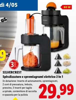 SILVERCREST Spiralizzatore e spremiagrumi elettrico 2 in 1