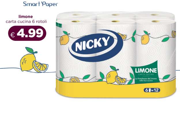NICKY limone carta cucina 6 rotoli