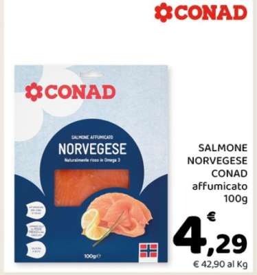 SALMONE NORVEGESE CONAD affumicato 100g